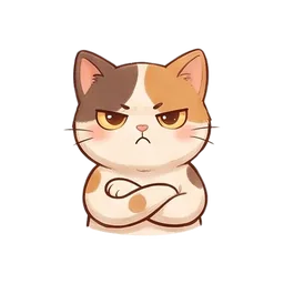 Nook the cat sticker: annoyed arms crossed