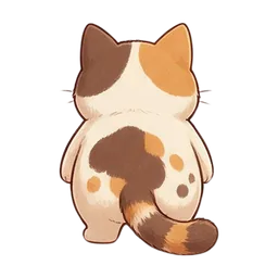 Nook the cat sticker: back view