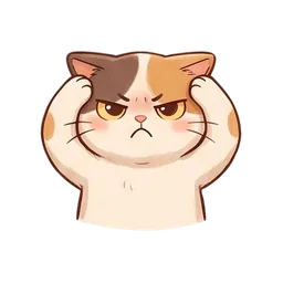 Nook the cat sticker: frustrated paws on head