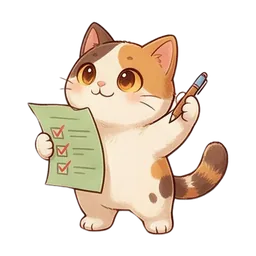 Nook the cat sticker: holding checklist with pen