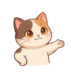 Nook the cat sticker: presenting to side