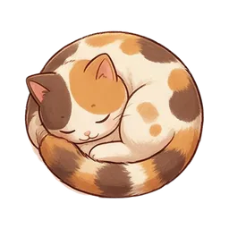 Nook the cat sticker: sleeping curled up