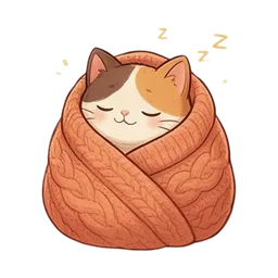 Nook the cat sticker: sleeping in blanket