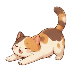 Nook the cat sticker: stretching yawning