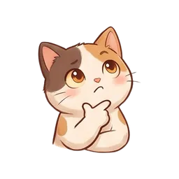 Nook the cat sticker: thinking paw on chin