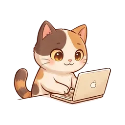 Nook the cat sticker: typing on laptop closeup