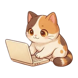 Nook the cat sticker: typing on laptop