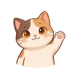 Nook the cat sticker: waving hello