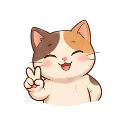 Nook the cat sticker: wink peace sign